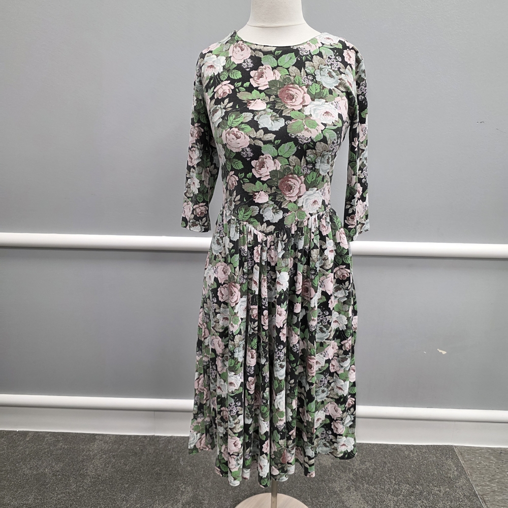 Floral Green and Pink Women's Dress